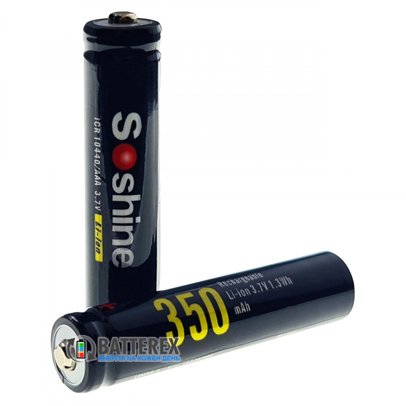 Аккумулятор 10440 AAA Li-ion 3.7V Soshine ICR 350 mah 2A без платы защиты