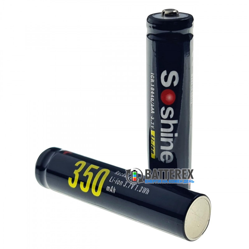 Аккумулятор 10440 AAA Li-ion 3.7V Soshine ICR 350 mah 2A без платы защиты Аккумулятор 10440 AAA Li-ion 3.7V Soshine ICR 350 mah 2A без платы защиты