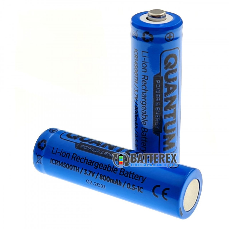 Аккумулятор 14500 Li-ion Quantum ICR 800 mah 3.7V 1.6A Button Top Аккумулятор 14500 Li-ion Quantum ICR 800 mah 3.7V 1.6A Button Top