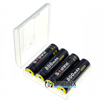 14500 Soshine 800mah 3,7V Protected с защитой - 4 шт. в пластиковом боксе