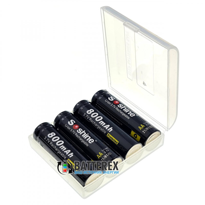 Аккумуляторы 14500 (АА) с платой защиты Soshine 800mah 3,7V для фонарика - комплект 4 шт. Аккумуляторы 14500 (АА) с платой защиты Soshine 800mah 3,7V для фонарика - комплект 4 шт.