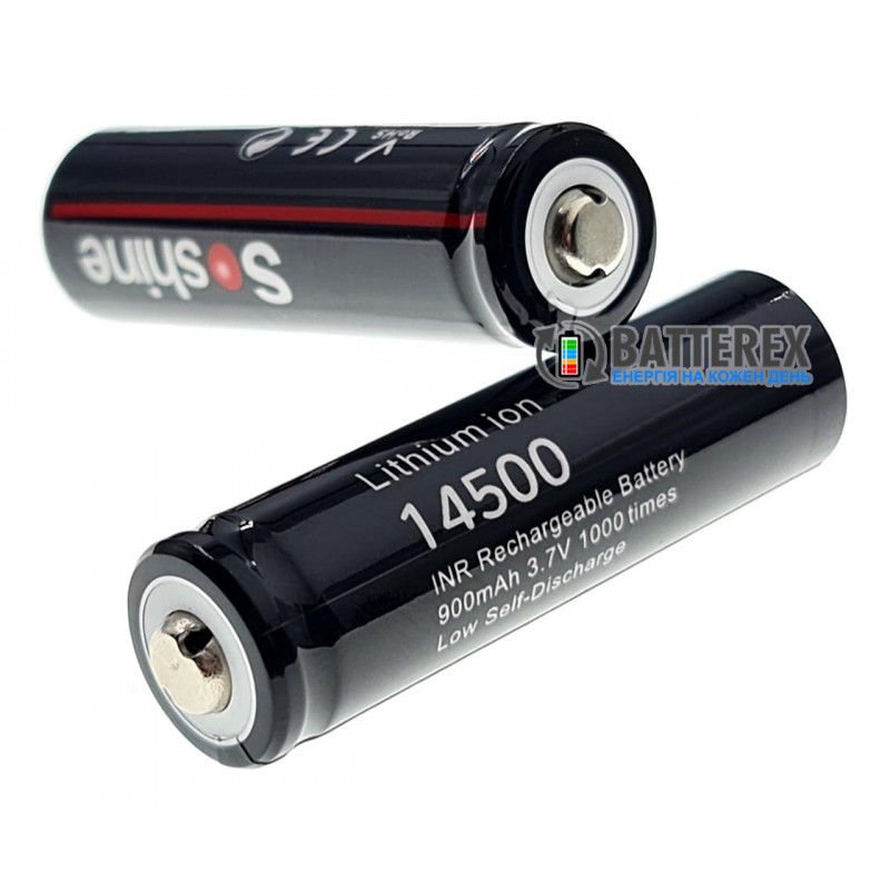 Аккумулятор 14500 Soshine 900mah 3.7V 2.7A Button Top без защиты Аккумулятор 14500 Soshine 900mah 3.7V 2.7A Button Top без защиты