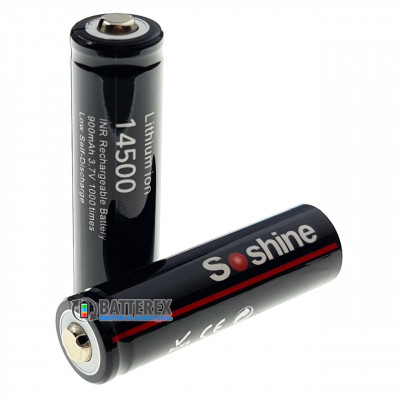 14500 Soshine 900mah 3.7V 2.7A Button Top без защиты