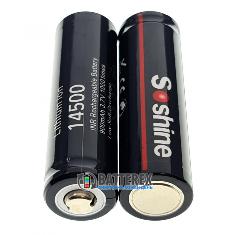 Аккумулятор 14500 Soshine 900mah 3.7V 2.7A Button Top без защиты Аккумулятор 14500 Soshine 900mah 3.7V 2.7A Button Top без защиты