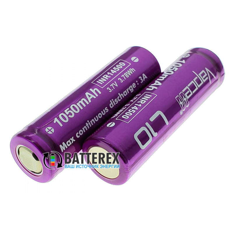 14500 Vapcell L10 1050mah 3.7V 3A, высокая реальная ёмкость