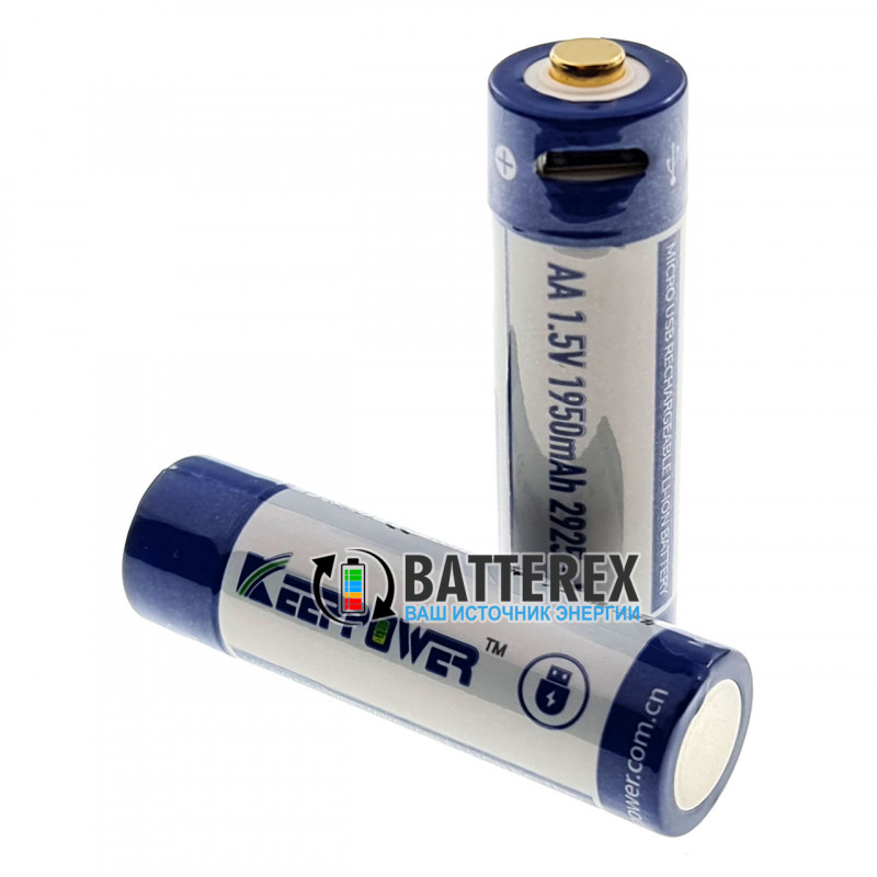 Аккумулятор AA Li-ion Keeppower 1.5V 1950mah с зарядкой от USB Аккумулятор AA Li-ion Keeppower 1.5V 1950mah с зарядкой от USB