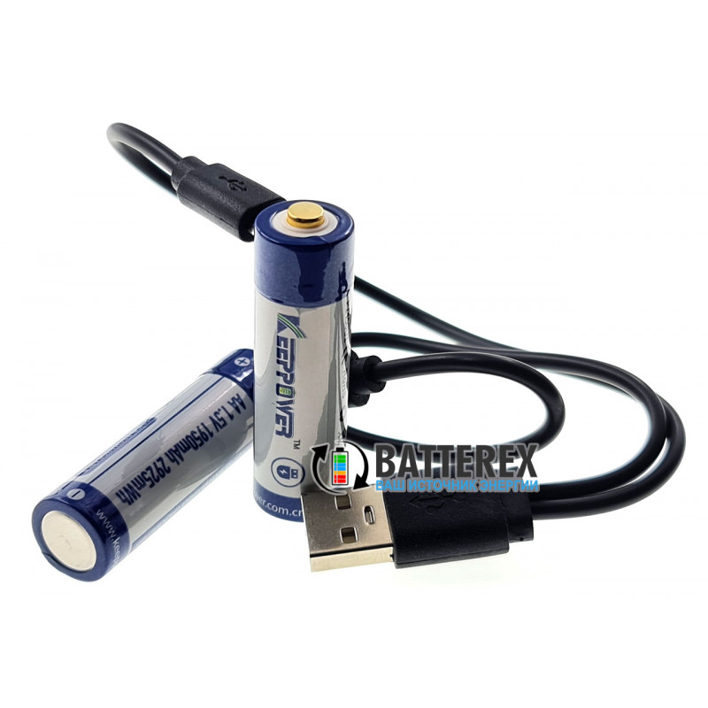 Аккумулятор AA Li-ion Keeppower 1.5V 1950mah с зарядкой от USB