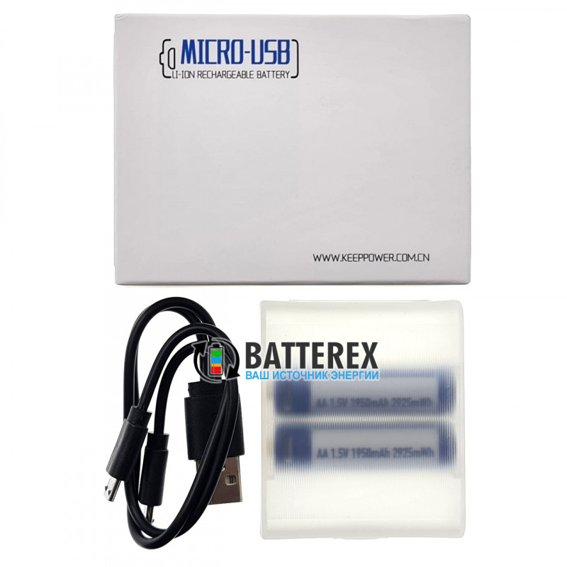 Аккумулятор AA Li-ion Keeppower 1.5V 1950mah с зарядкой от USB Аккумулятор AA Li-ion Keeppower 1.5V 1950mah с зарядкой от USB