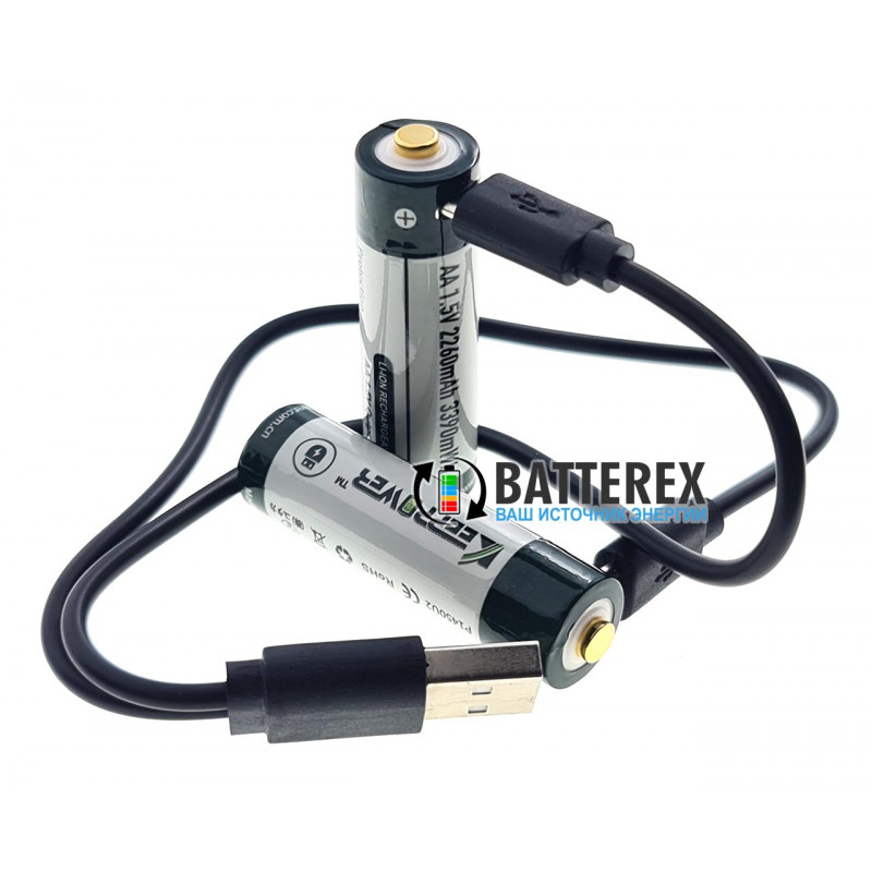 Литиевый АА аккумулятор Li-ion Keeppower 1.5V 2260mah с зарядкой от USB с постоянным напряжением 1.5В