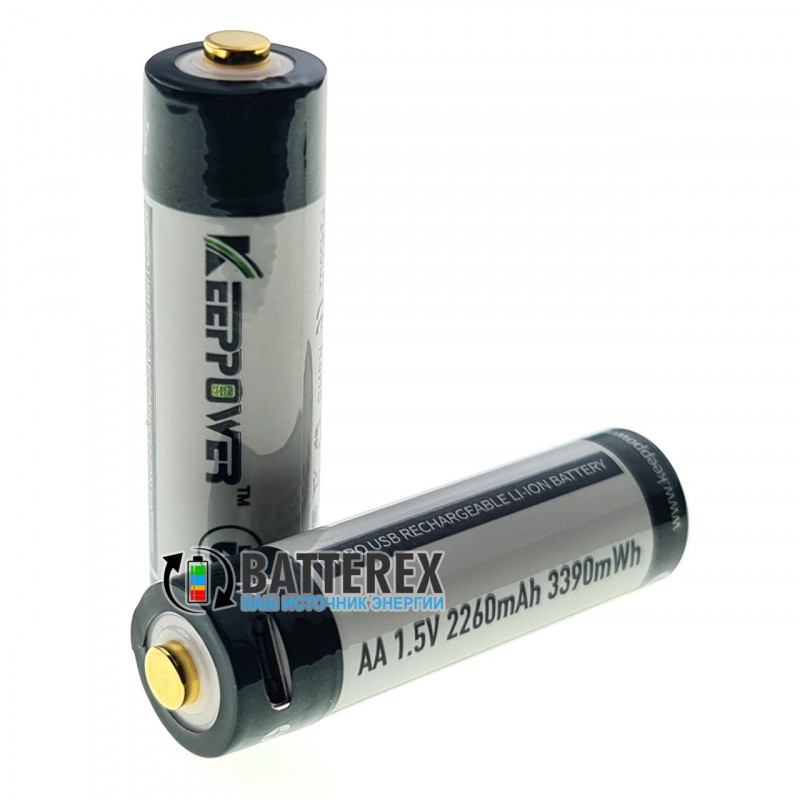 Литиевый АА аккумулятор Li-ion Keeppower 1.5V 2260mah с зарядкой от USB с постоянным напряжением 1.5В Литиевый АА аккумулятор Li-ion Keeppower 1.5V 2260mah с зарядкой от USB с постоянным напряжением 1.5В