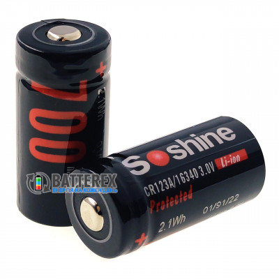 16340 CR123A Soshine 700mah 3.0V Protected с защитой - напряжение 3 Вольта - стандартная длина 34мм 16340 CR123A Soshine 700mah 3.0V Protected с защитой - напряжение 3 Вольта - стандартная длина 34мм