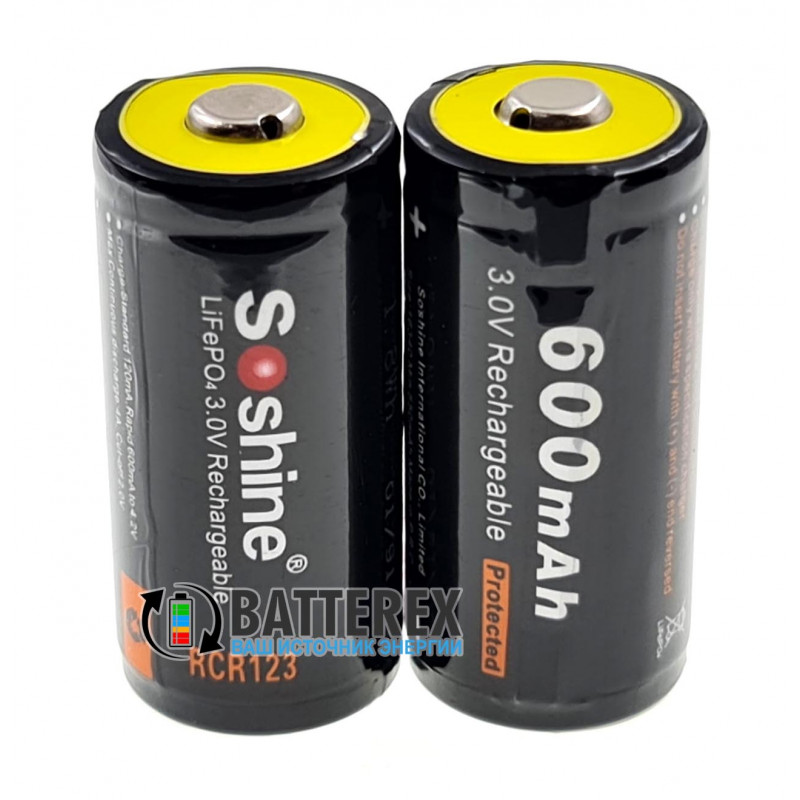 Аккумулятор 16340 CR123A Soshine 600mah 3,0V LiFePO4 Protected Аккумулятор 16340 CR123A Soshine 600mah 3,0V LiFePO4 Protected