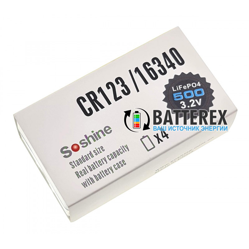 Аккумулятор 16340 CR123A Soshine 500mah 3,0V LiFePO4 без защиты Аккумулятор 16340 CR123A Soshine 500mah 3,0V LiFePO4 без защиты