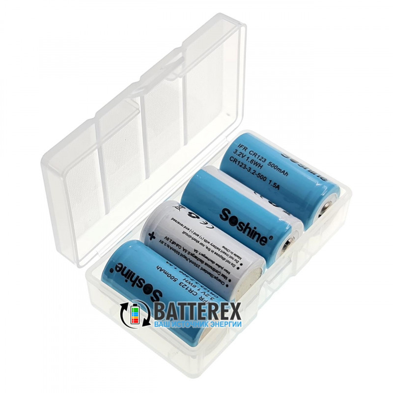 Аккумулятор 16340 CR123A Soshine 500mah 3,0V LiFePO4 без защиты Аккумулятор 16340 CR123A Soshine 500mah 3,0V LiFePO4 без защиты