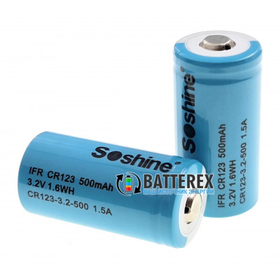 16340 CR123A Soshine 500mah 3V LiFePO4 без защиты 16340 CR123A Soshine 500mah 3V LiFePO4 без защиты
