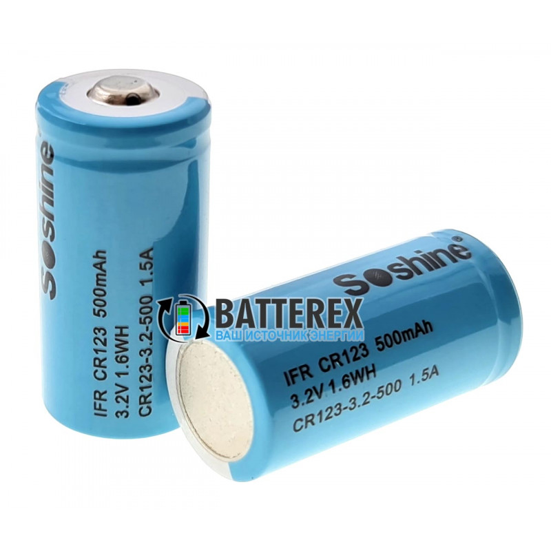 Аккумулятор 16340 CR123A Soshine 500mah 3,0V LiFePO4 без защиты Аккумулятор 16340 CR123A Soshine 500mah 3,0V LiFePO4 без защиты