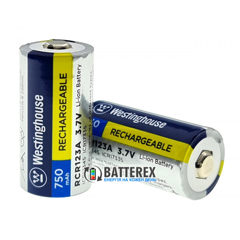 Аккумулятор 16340 CR123A Li-ion Westinghouse 750mah 3.7V 2A Button Top без защиты