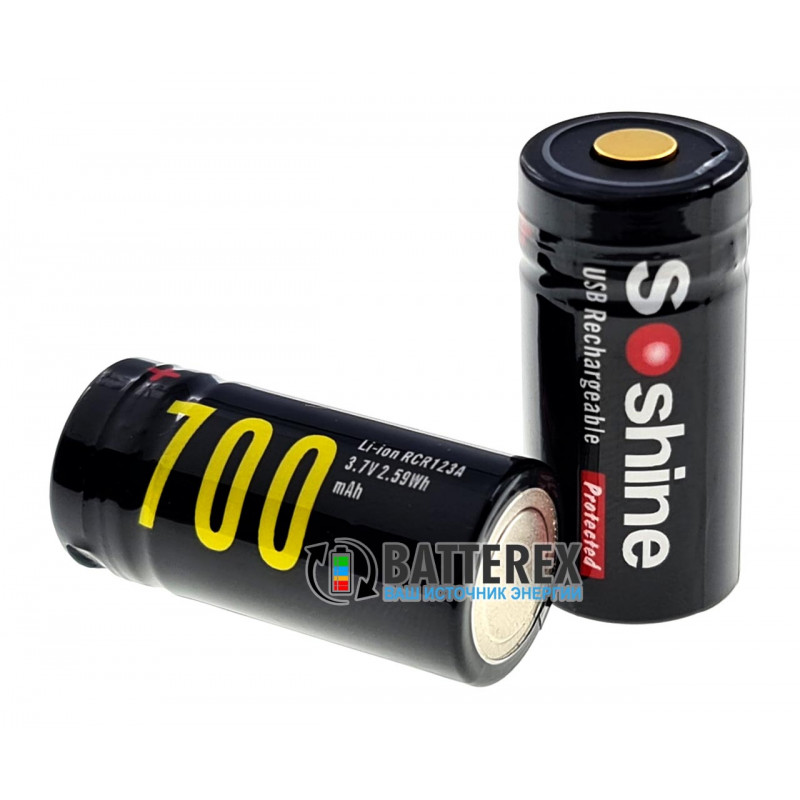 Аккумулятор 16340 CR123A с зарядкой от USB Soshine 700mah 3,7V Protected с защитой Аккумулятор 16340 CR123A с зарядкой от USB Soshine 700mah 3,7V Protected с защитой