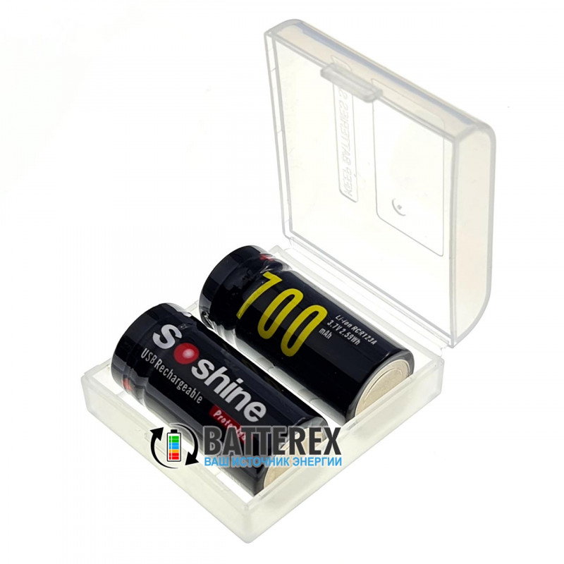 Аккумулятор 16340 CR123A с зарядкой от USB Soshine 700mah 3,7V Protected с защитой Аккумулятор 16340 CR123A с зарядкой от USB Soshine 700mah 3,7V Protected с защитой