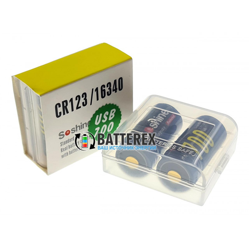 Аккумулятор 16340 CR123A с зарядкой от USB Soshine 700mah 3,7V Protected с защитой Аккумулятор 16340 CR123A с зарядкой от USB Soshine 700mah 3,7V Protected с защитой