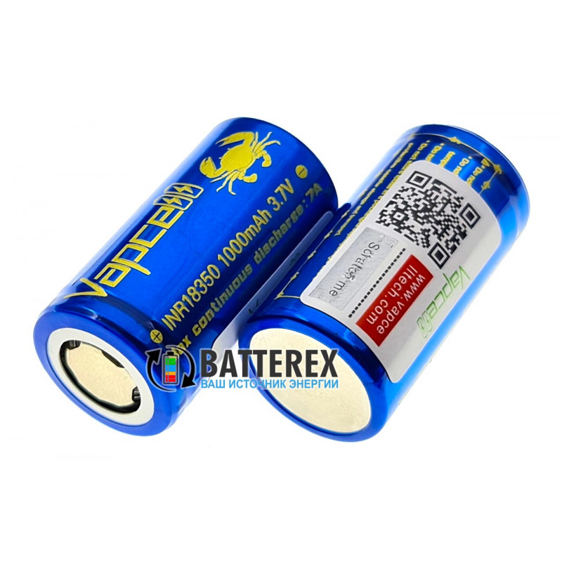 18350 Vapcell INR 1000mah 3,6V 7A высокотоковый без защиты 18350 Vapcell INR 1000mah 3,6V 7A высокотоковый без защиты