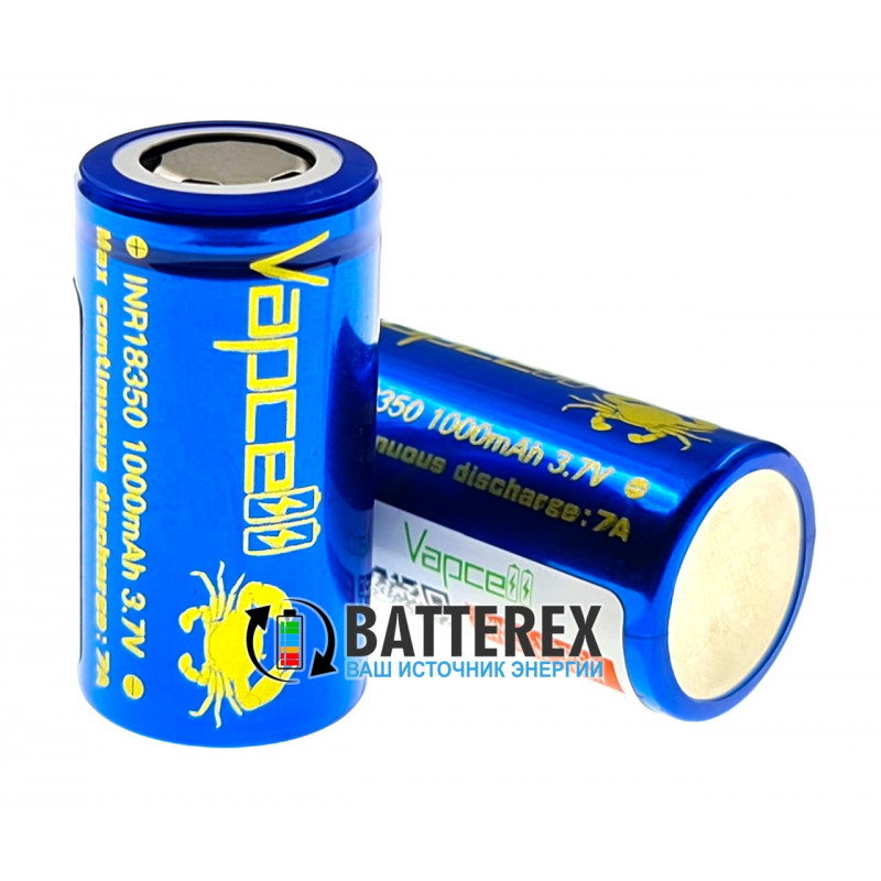 18350 Vapcell INR 1000mah 3,6V 7A высокотоковый без защиты 18350 Vapcell INR 1000mah 3,6V 7A высокотоковый без защиты