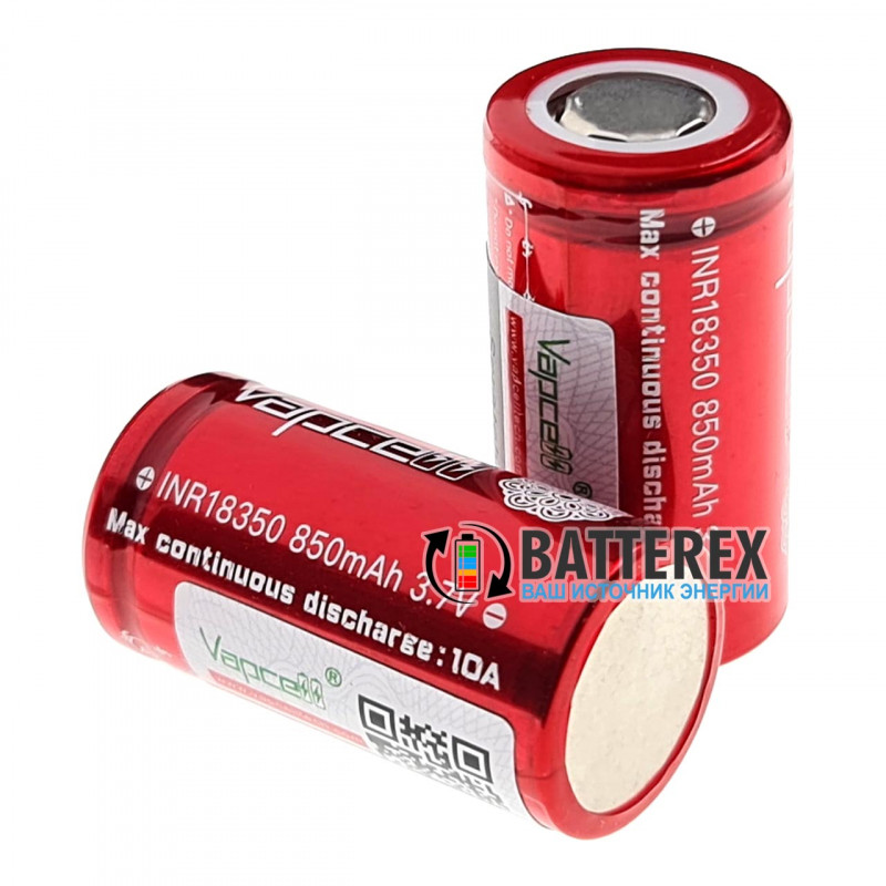 Аккумулятор высокотоковый 18350 Vapcell INR 850mah 3,6V 10A без защиты Аккумулятор высокотоковый 18350 Vapcell INR 850mah 3,6V 10A без защиты