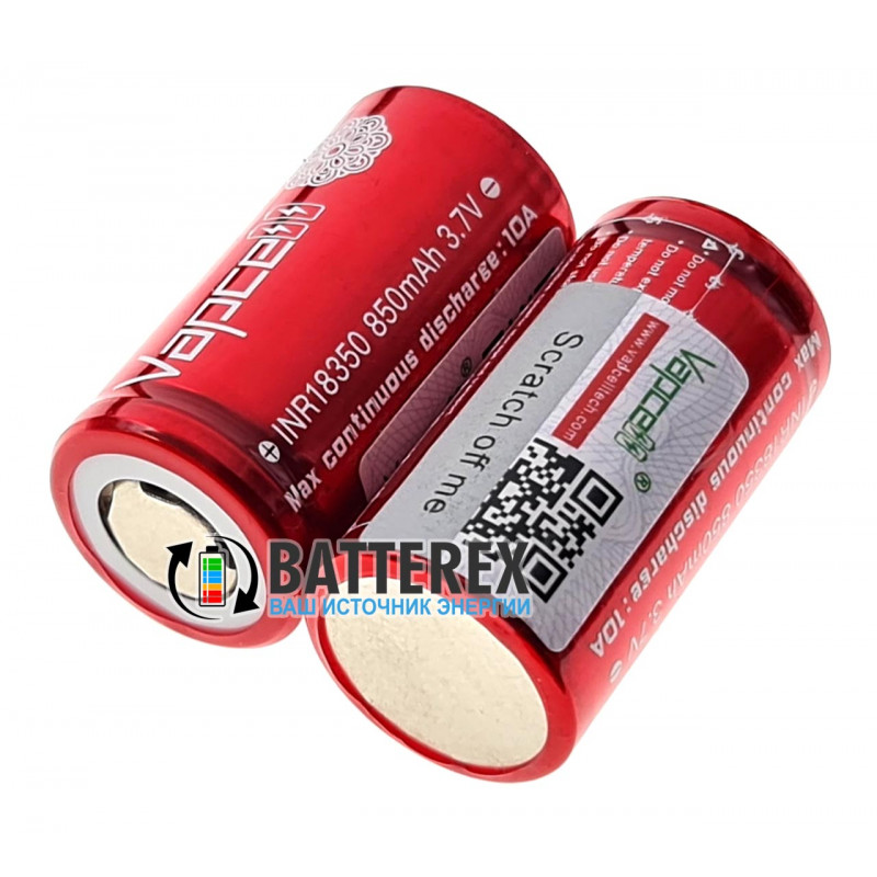 Аккумулятор высокотоковый 18350 Vapcell INR 850mah 3,6V 10A без защиты Аккумулятор высокотоковый 18350 Vapcell INR 850mah 3,6V 10A без защиты