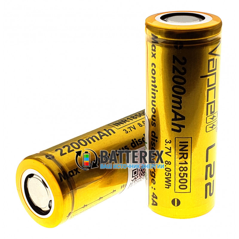 Аккумулятор Li-ion 18500 Vapcell L22 2200mah 3.7V 4A без защиты Аккумулятор Li-ion 18500 Vapcell L22 2200mah 3.7V 4A без защиты