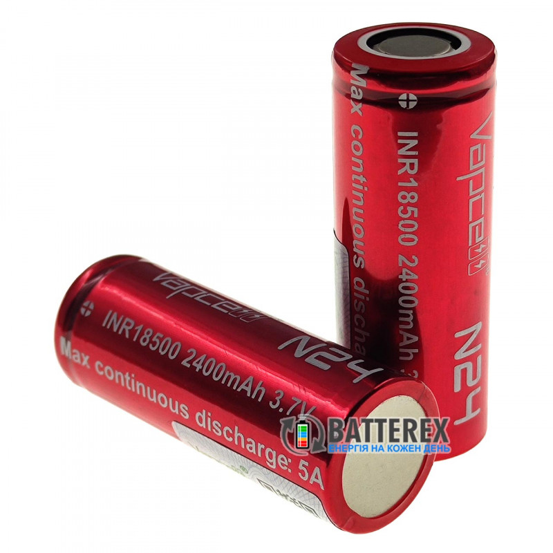Аккумулятор Li-ion 18500 Vapcell INR N24 2400mah 3.7V 5A без защиты Аккумулятор Li-ion 18500 Vapcell INR N24 2400mah 3.7V 5A без защиты