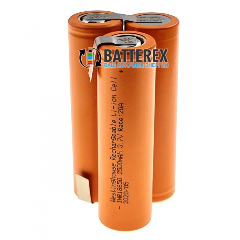 Сборка 3S 11.1-12.6V 20A из 3х аккумуляторов 18650 Westinghouse 2500mah для шуруповёрта (треугольная) Сборка 3S 11.1-12.6V 20A из 3х аккумуляторов 18650 Westinghouse 2500mah для шуруповёрта (треугольная)