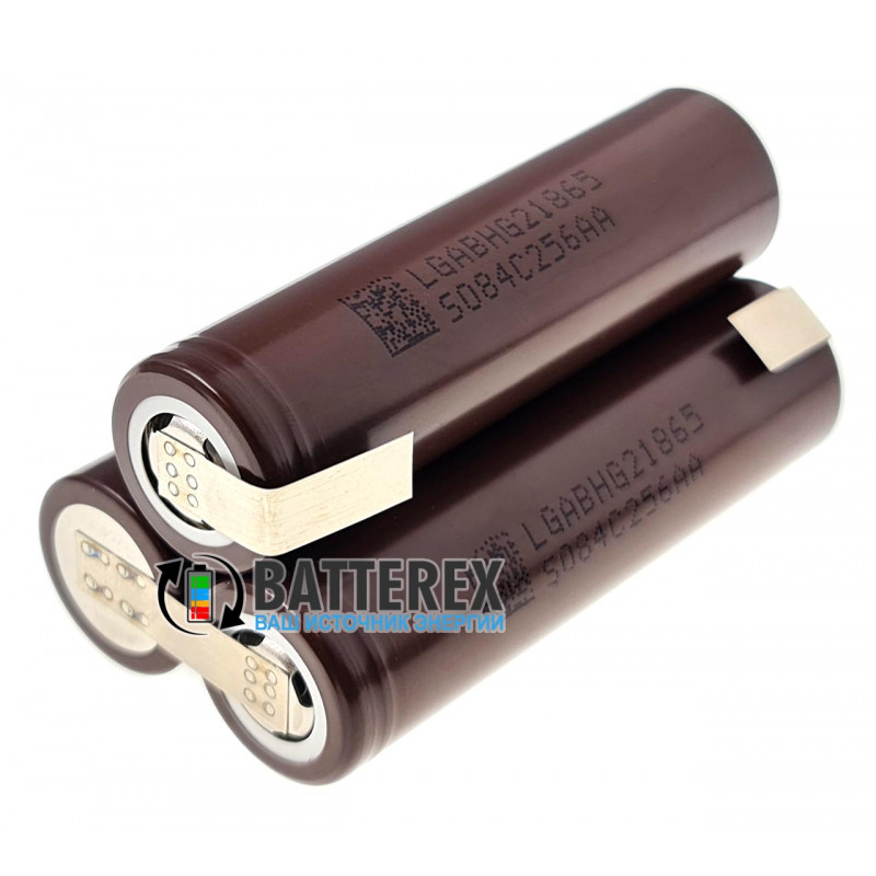 Сборка 3S 11.1-12.6V 20A 3000mah из 3х аккумуляторов 18650 LG HG2 для электроинструмента (треугольная)