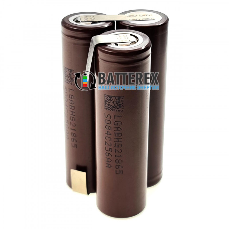 Сборка 3S 11.1-12.6V 20A 3000mah из 3х аккумуляторов 18650 LG HG2 для электроинструмента (треугольная) Сборка 3S 11.1-12.6V 20A 3000mah из 3х аккумуляторов 18650 LG HG2 для электроинструмента (треугольная)