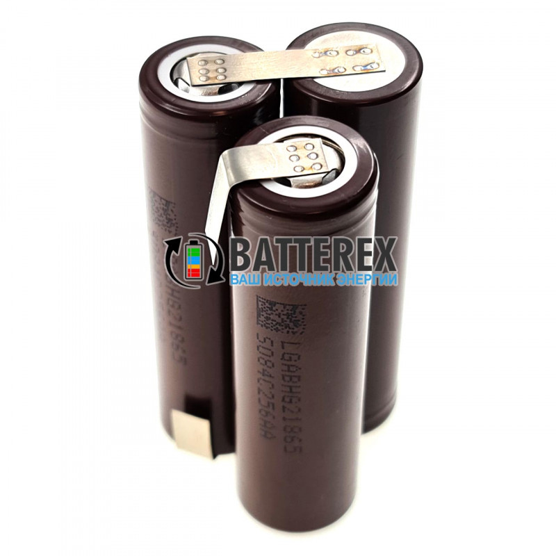 Сборка 3S 11.1-12.6V 20A 3000mah из 3х аккумуляторов 18650 LG HG2 для электроинструмента (треугольная) Сборка 3S 11.1-12.6V 20A 3000mah из 3х аккумуляторов 18650 LG HG2 для электроинструмента (треугольная)