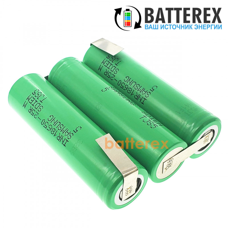 Сборка 11.1-12.6В из 3х аккумуляторов 18650 Samsung 25R 2500mah для шуруповёрта (плоская) Сборка 11.1-12.6В из 3х аккумуляторов 18650 Samsung 25R 2500mah для шуруповёрта (плоская)