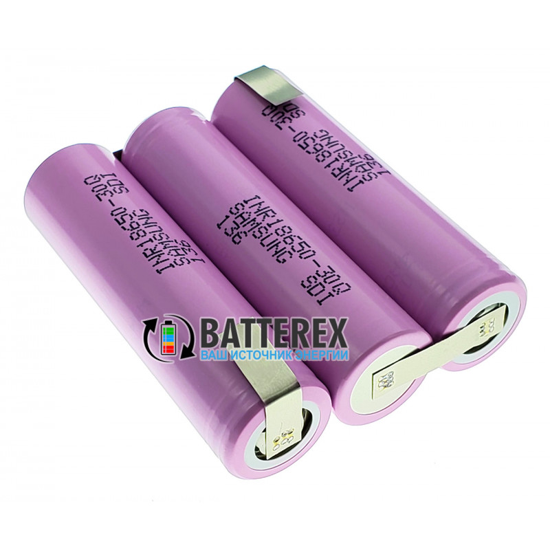 Сборка 11,1В из 3х аккумуляторов 18650 Samsung 30Q 3000mah для шуруповёрта (плоская) Сборка 11,1В из 3х аккумуляторов 18650 Samsung 30Q 3000mah для шуруповёрта (плоская)
