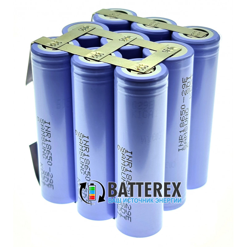Сборка 3S3P 12V 8700mah из 9 аккумуляторов 18650 Samsung 29E 2900mah 10А (прямоугольная) Сборка 3S3P 12V 8700mah из 9 аккумуляторов 18650 Samsung 29E 2900mah 10А (прямоугольная)