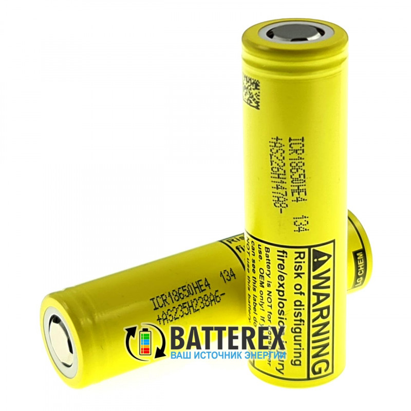 Высокотоковый аккумулятор 18650 LG HE4 2500mah 3,7V с постоянной токоотдачей 20A 