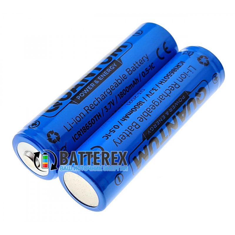 Аккумулятор 18650 Quantum ICR18650 1800mah 3.7V Button Top с выпуклым контактом плюс Аккумулятор 18650 Quantum ICR18650 1800mah 3.7V Button Top с выпуклым контактом плюс