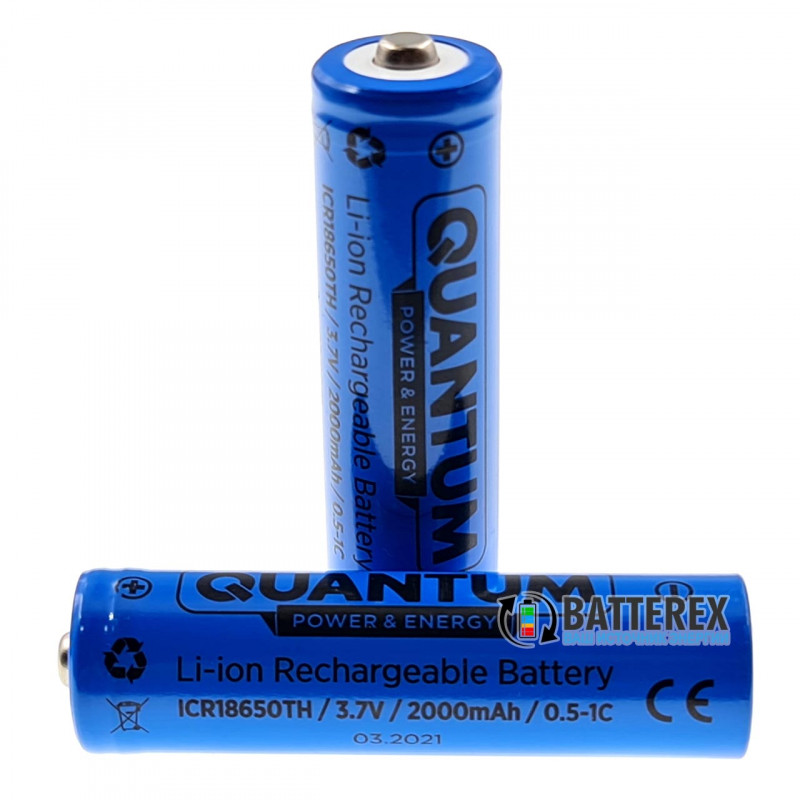 Аккумулятор 18650 Quantum ICR18650 2000mah 3.7V Button Top с выпуклым контактом плюс Аккумулятор 18650 Quantum ICR18650 2000mah 3.7V Button Top с выпуклым контактом плюс