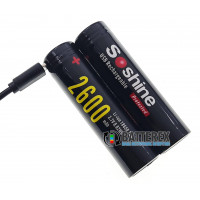 18650 Soshine 2600mah 3,7V Protected с защитой с зарядкой от micro-USB 18650 Soshine 2600mah 3,7V Protected с защитой с зарядкой от micro-USB