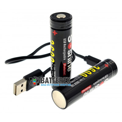 18650 Soshine 3600mah 3,7V Protected с защитой с зарядкой от micro-USB