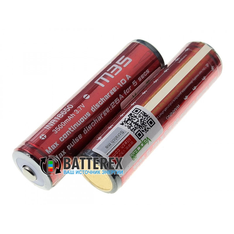 Аккумулятор 18650 для фонаря Vapcell M35 3500mah 3,7V 10A Protected с платой защиты Аккумулятор 18650 для фонаря Vapcell M35 3500mah 3,7V 10A Protected с платой защиты