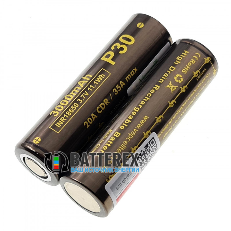 Аккумулятор 18650 Vapcell P30 3000mah 3.7V высокотоковый 20A Аккумулятор 18650 Vapcell P30 3000mah 3.7V высокотоковый 20A
