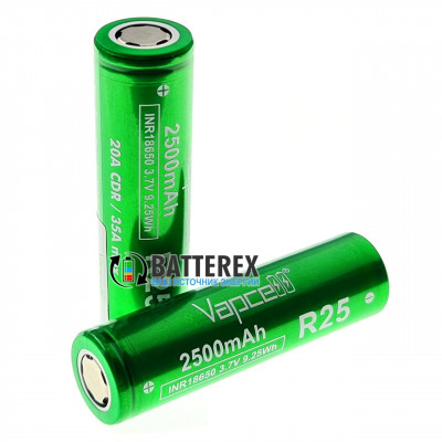 18650 Vapcell INR18650 R25 2500mah 3.7V 20A высокотоковый