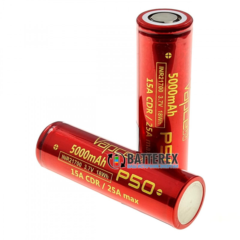Высокотоковый аккумулятор 21700 Vapcell P50 3.7V 5000mah 10/25A Высокотоковый аккумулятор 21700 Vapcell P50 3.7V 5000mah 10/25A
