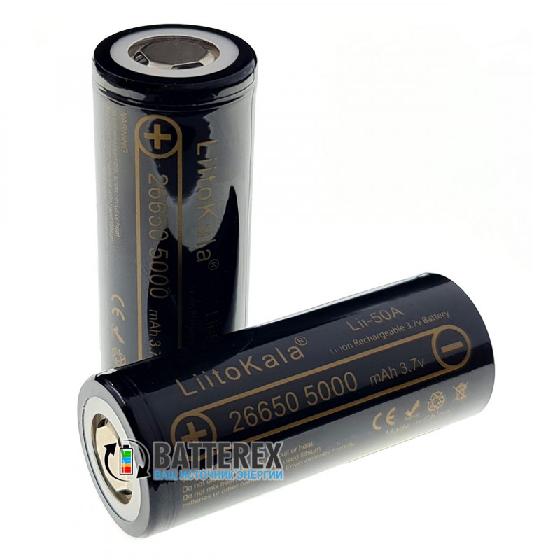 Аккумулятор 26650 Liitokala Lii-50A INR 5000mah 3.7V 10/25A высокотоковый - Оригинал Аккумулятор 26650 Liitokala Lii-50A INR 5000mah 3.7V 10/25A высокотоковый - Оригинал