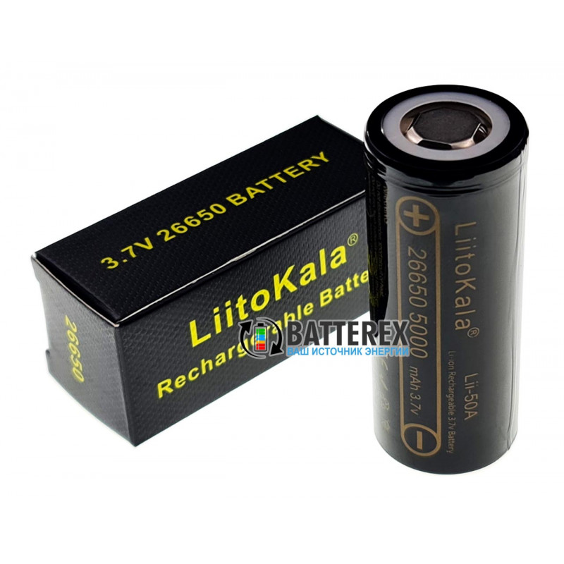 Аккумулятор 26650 Liitokala Lii-50A INR 5000mah 3.7V 10/25A высокотоковый - Оригинал Аккумулятор 26650 Liitokala Lii-50A INR 5000mah 3.7V 10/25A высокотоковый - Оригинал