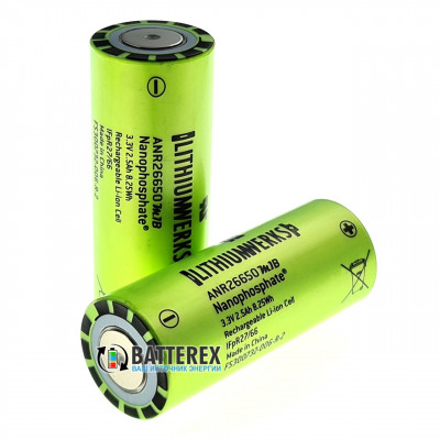 26650 Lithium Werks ANR26650M1-B Nanophosphate LiFePO4 2500mah 3,3V 50A/120A высокотоковый 26650 Lithium Werks ANR26650M1-B Nanophosphate LiFePO4 2500mah 3,3V 50A/120A высокотоковый