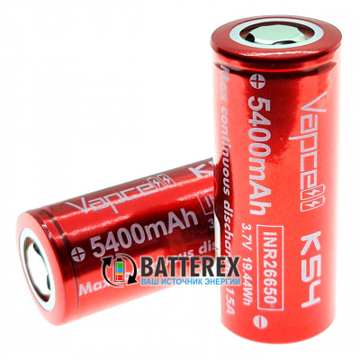 26650 Vapcell INR 5400mah 3,7V 15A высокотоковый без защиты 26650 Vapcell INR 5400mah 3,7V 15A высокотоковый без защиты